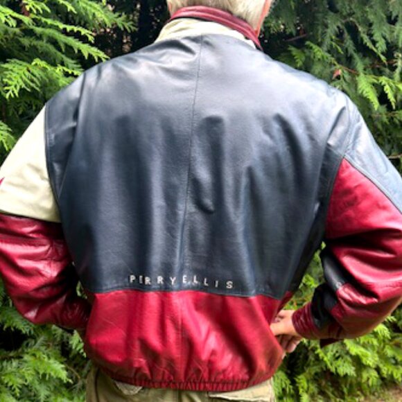 Perry Ellis America Mens Bomber Leather Jacket size XXL - Picture 4 of 8